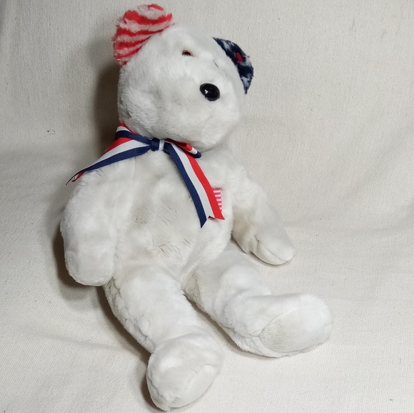 TY Beanie Buddy: America the White Bear Approx 14" - Picture 6 of 11